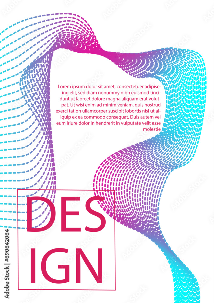 Poster linear gradient waves poster. grid lines. minimalistic abstract creativity and art. blue and violet 