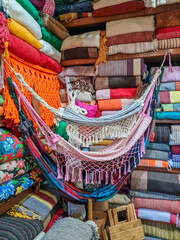 Household utensils, hammocks, quilts, towels, rugs. Handcrafted products from Recife, Pernambuco,...