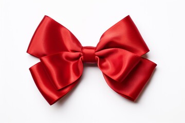 Red bow isolated on white background. AI generative