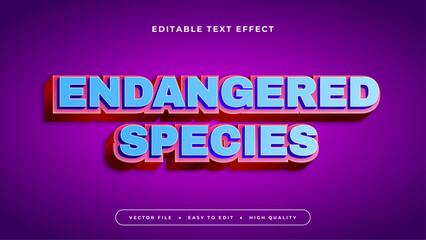 Purple violet pink and blue endangered species 3d editable text effect - font style