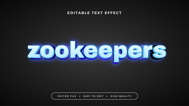 Black and blue zookeepers 3d editable text effect - font style