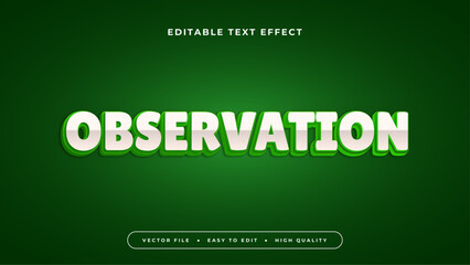 Green and white observation 3d editable text effect - font style