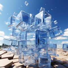 3D Transparent Glossy Cubes Dispersion , Background Images , Hd Wallpapers
