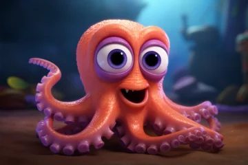 Fotobehang cartoon illustration of a cute octopus smiling © Yoshimura