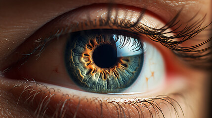 Extreme Close-Up Macro Shot of Futuristic Human Eye - obrazy, fototapety, plakaty