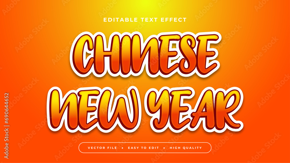 Poster yellow and orange chinese new year 3d editable text effect - font style