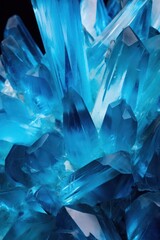 Abstract crystal formations in turquoise and sapphire background