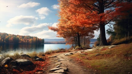 Golden Autumn Vibes: Scenic Landscape for Desktop Wallpaper and Backdrop
