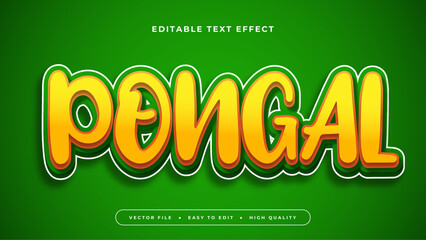 Green and yellow pongal 3d editable text effect - font style