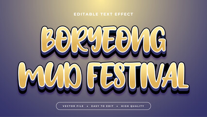 Blue yellow and white boryeong mud festival 3d editable text effect - font style