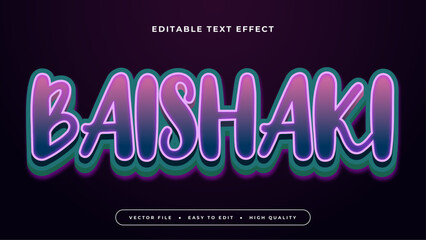 Black and purple violet baishaki 3d editable text effect - font style