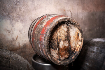 Old vintage wine barrels, Wine Barrels in Cellar