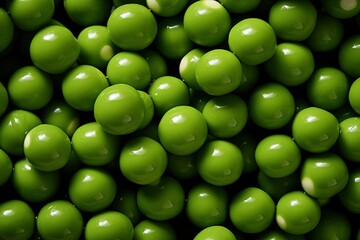 green peas in a pile with a white ball