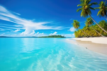 Fototapeta na wymiar Beautiful tropical island sea beach landscape, turquoise ocean water