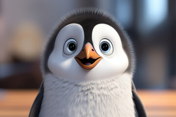 cartoon illustration of a cute penguin smiling