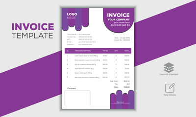 Vector modern A4 invoice template design