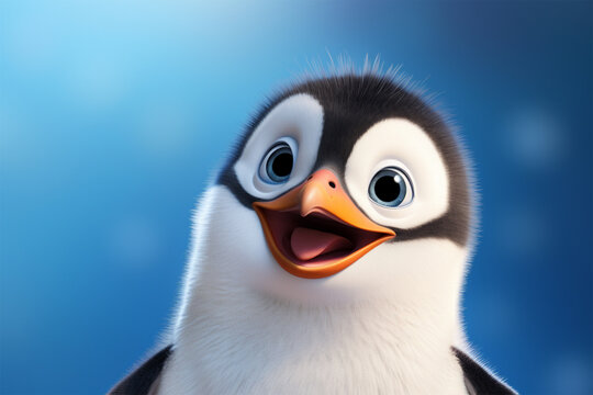 cartoon illustration of a cute penguin smiling