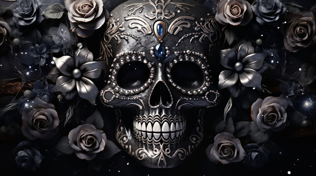 skull on black HD 8K wallpaper Stock Photographic Image 