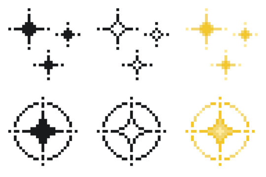 Glitter Emoji, Pixel Art Style Icon Set Variants
