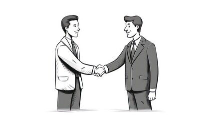 Fototapeta premium good employees shaking hands, success leader or confidence, high performance staff or achievement, evaluation or award winning, quality concept, confidence businessman, cartoon sketch, generative AI