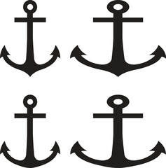 Anchor icon set. Anchor symbol set. Anchor marine icon.