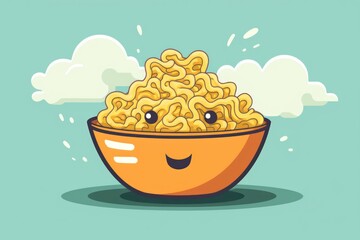 cartoon ramen noodle bowl vector illustration