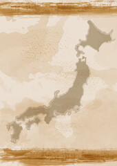 古地図風テクスチャ　ビンテージ日本地図
