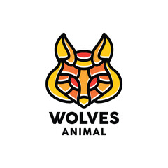 Wolf Fox Logo Vector Design illustration Emblem