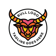 Bull Head Logo Vector Design illustration Emblem