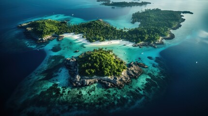 Naklejka na ściany i meble Aerial view of beautiful islands. drone view
