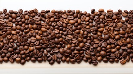 Fototapeta premium Coffee beans with leaves on a white background