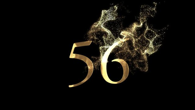 Golden number 56 from particles, numbering, fifty six, golden numbers, alpha channel
