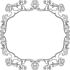 vintage border Black abstract flowers, thin lines, for wedding cards, invitations.