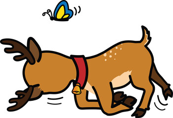 seoarate Reindeer name Rudolph charactors on black stroke cartoon