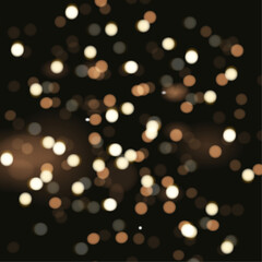 Black background with sparkling orange-yellow bokeh.Vector illustration.