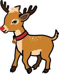 seoarate Reindeer name Rudolph charactors on black stroke cartoon