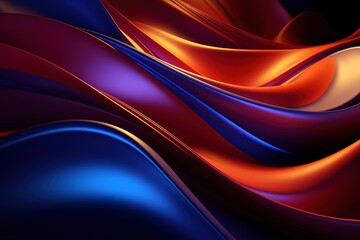 3d Abstract background of colorful neon wavy line glowin