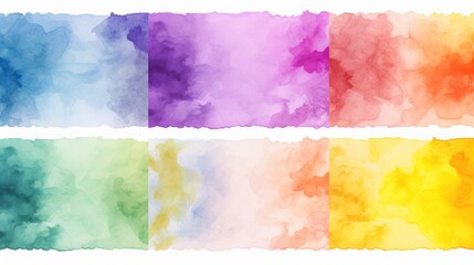 Set of bright watercolor backgrounds isolated in different colors