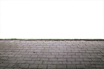 stone pavement with grass isolated png