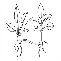 Plant of leaf continuous single line art drawing outline vector icon minimalist design