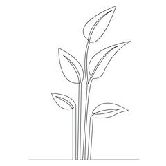 Plant of leaf continuous single line art drawing outline vector icon minimalist design