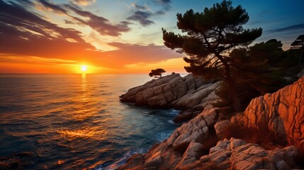 A stunning view of the sunset from above the sea