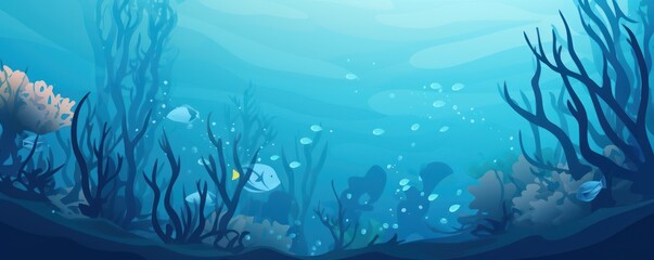 Fototapeta na wymiar Vector blue underwater landscape background 