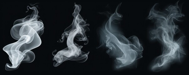 Vector set of realistic transparent smoke effects 