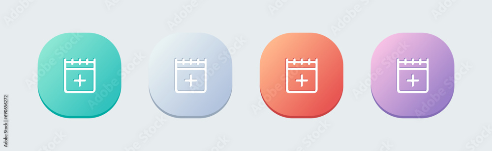 Poster add event line icon in flat design style. schedule signs vector illustration.