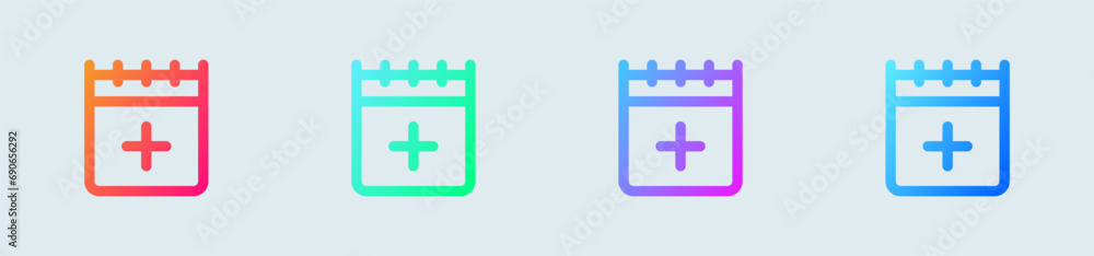 Poster add event line icon in gradient colors. schedule signs vector illustration.
