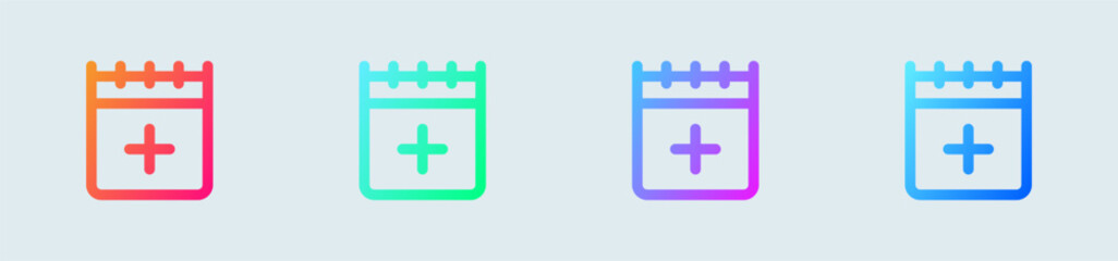 Obraz premium Add event line icon in gradient colors. Schedule signs vector illustration.