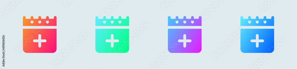 Poster add event solid icon in gradient colors. schedule signs vector illustration.