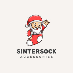 Red Santa Clause Illustration Logo Design 