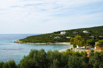 Spiaggia e mare cristallino dell'isola di Sant'Antioco. Sardegna, Italia